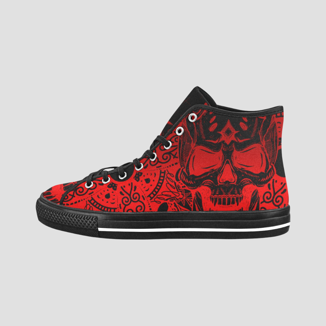 Red Skull High Top Canvas Shoes