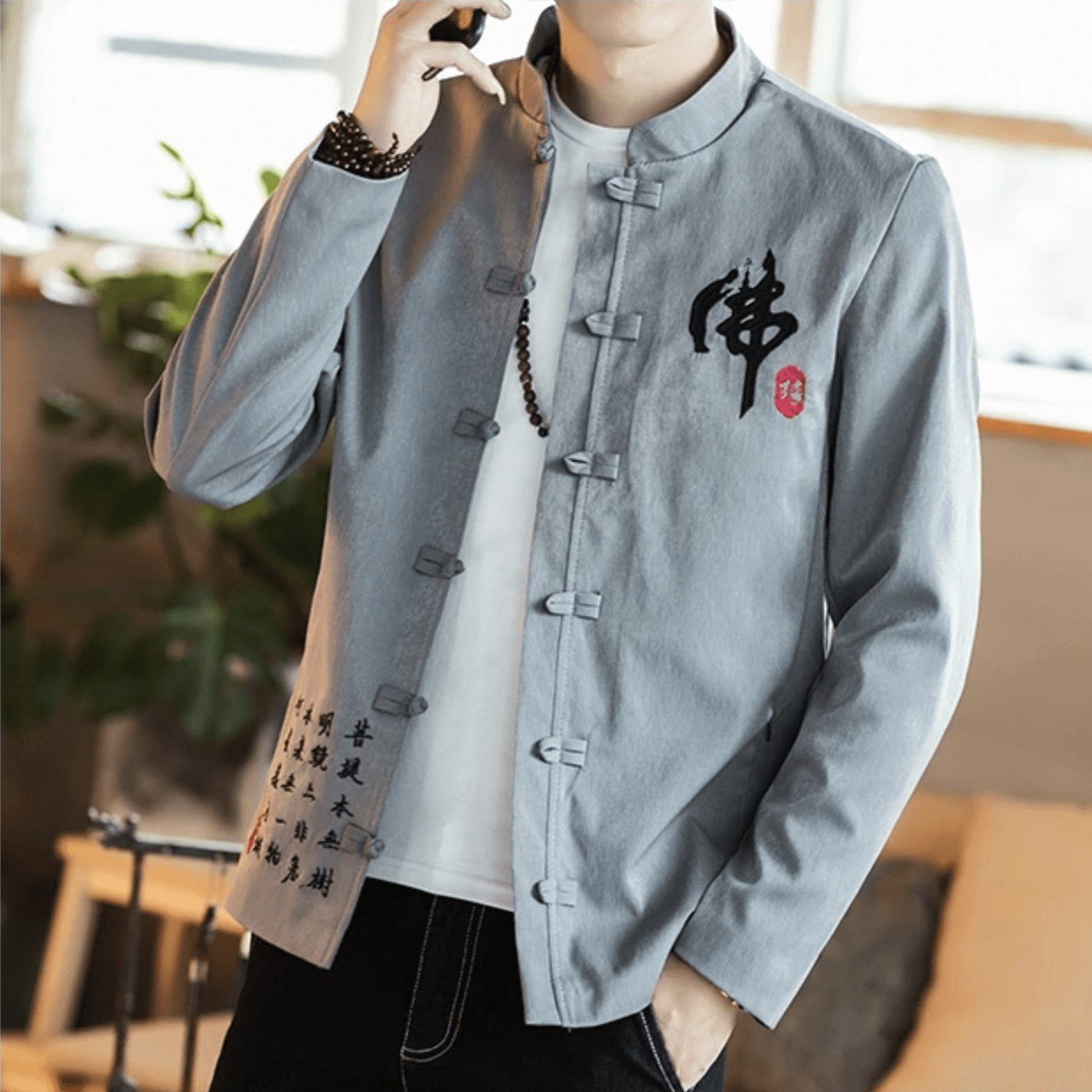 Urbansocietyimport2 BOMBERS & JACKETS Gray / XS Honshi Traditional Linen Jacket