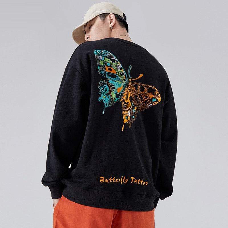 Rapper Store HOODIES & SWEATSHIRTS Black / XS Butterfly Embroidered Sweatshirt