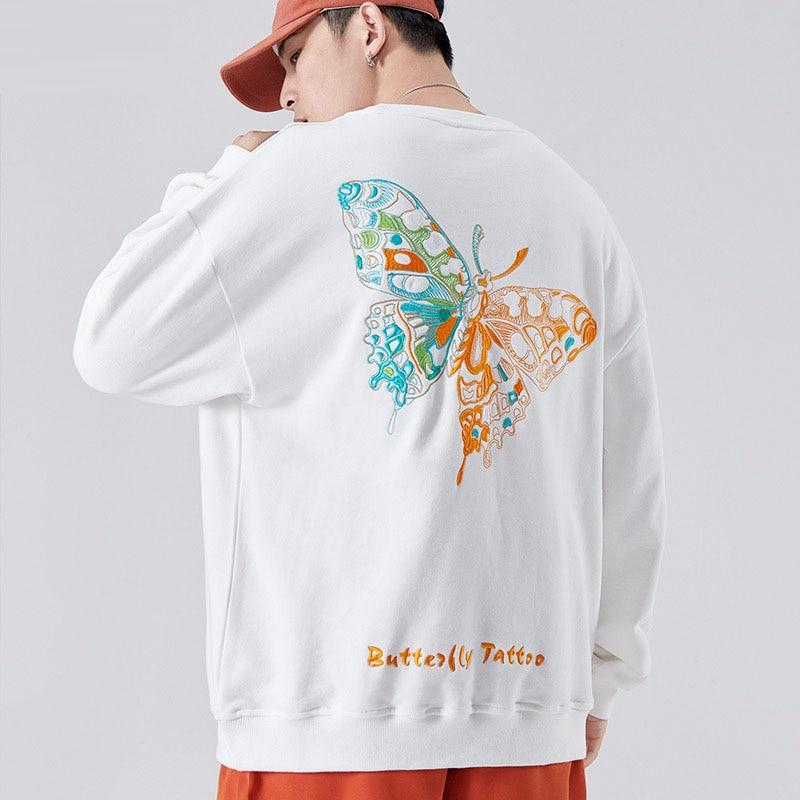 Rapper Store HOODIES & SWEATSHIRTS White / XS Butterfly Embroidered Sweatshirt