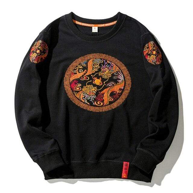 Kos Shipping Store HOODIES & SWEATSHIRTS black / XS Dragon Embroidered Sweatshirt